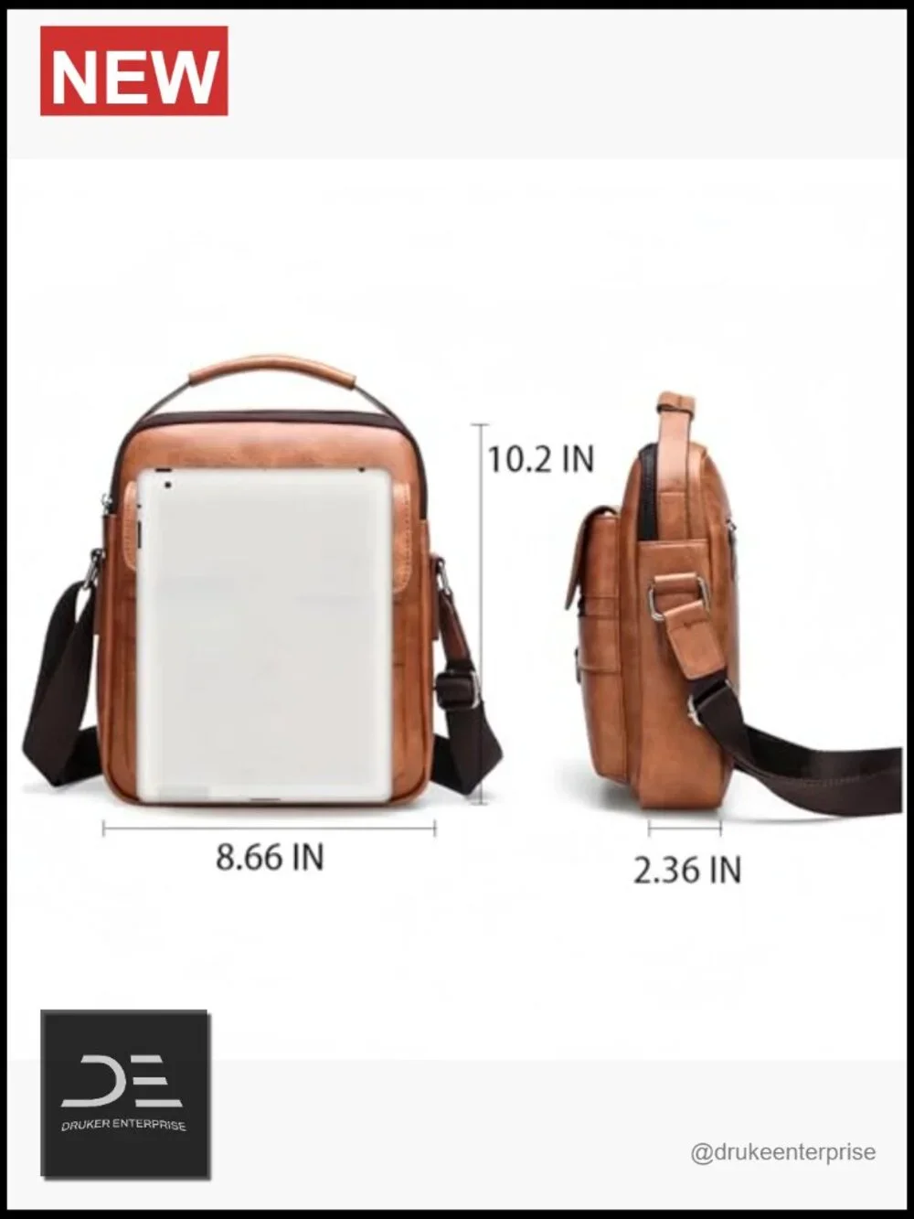 Vintage PU Leather Small Messenger Crossbody Bag for Men with Zipper